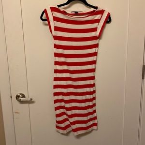 White and red strip French connection dress